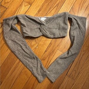Lovers + Friends Gray Ribbed Top